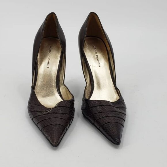 MARC FISHER women's 6 brown D'orsay pointy toe heels - Picture 4 of 10